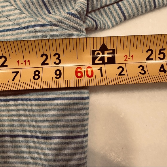 Johnnie O Polo Shirt Size Large Performance Light Blue Striped Short Sleeve - Picture 7 of 9